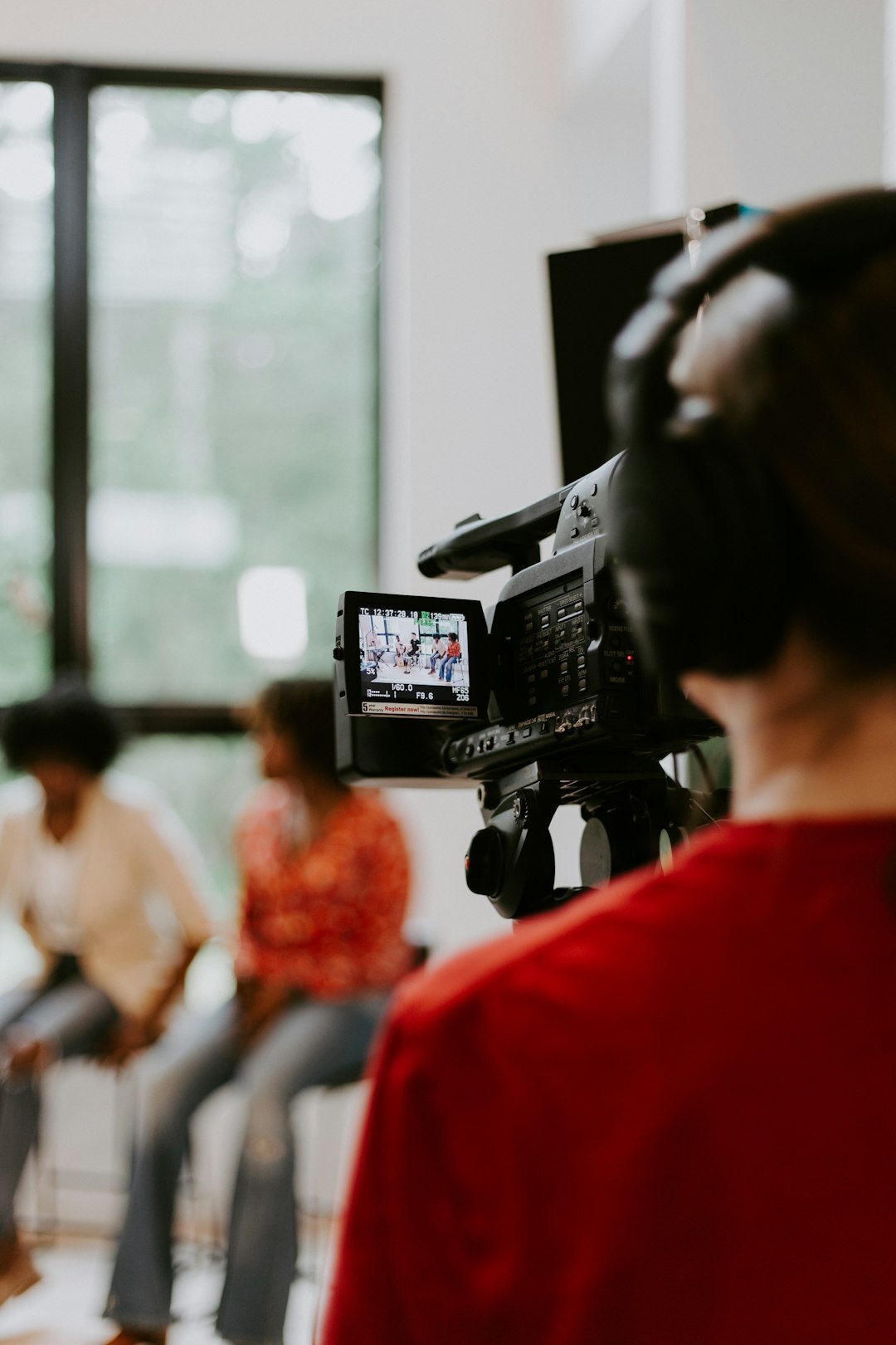 content creator filming interview